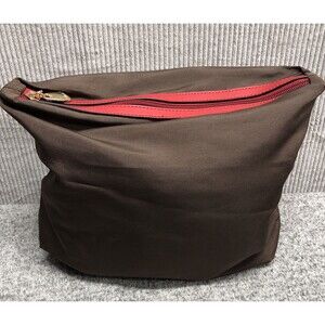 Bostanten Makeup Bag Brown Red Gold Zipper Pull Large Canvas